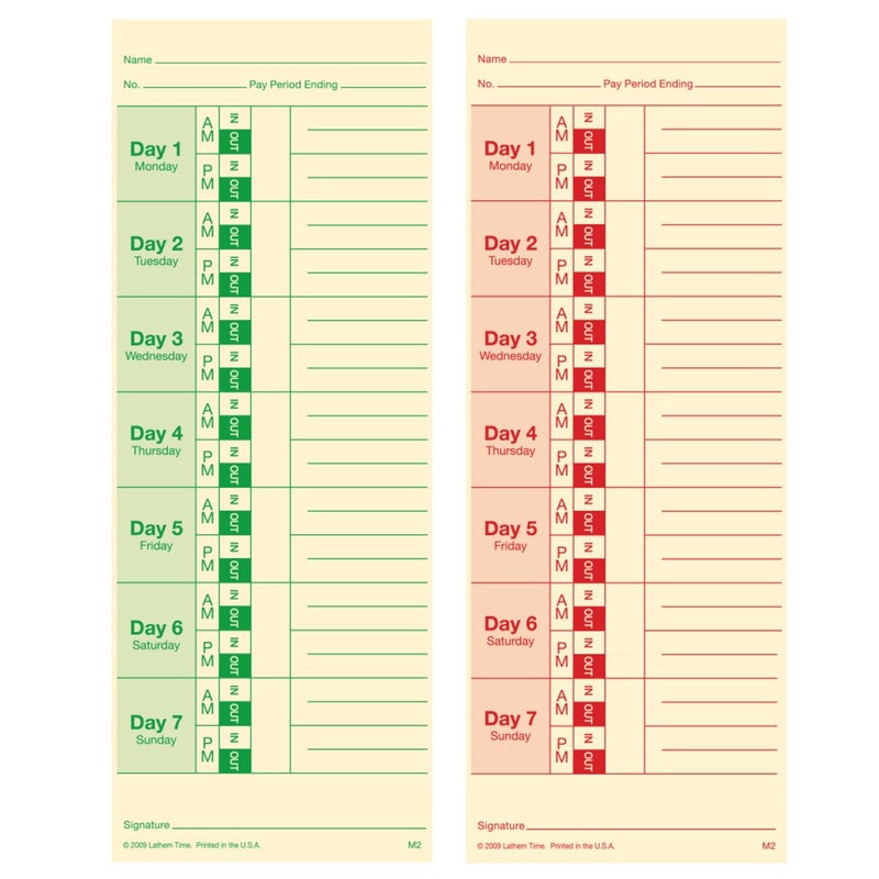 Lathem Weekly Time Cards  Double-Sided  for Lathem Model 2121/Side-Print Time Clocks  100 Pack (M2-100) - Image 3